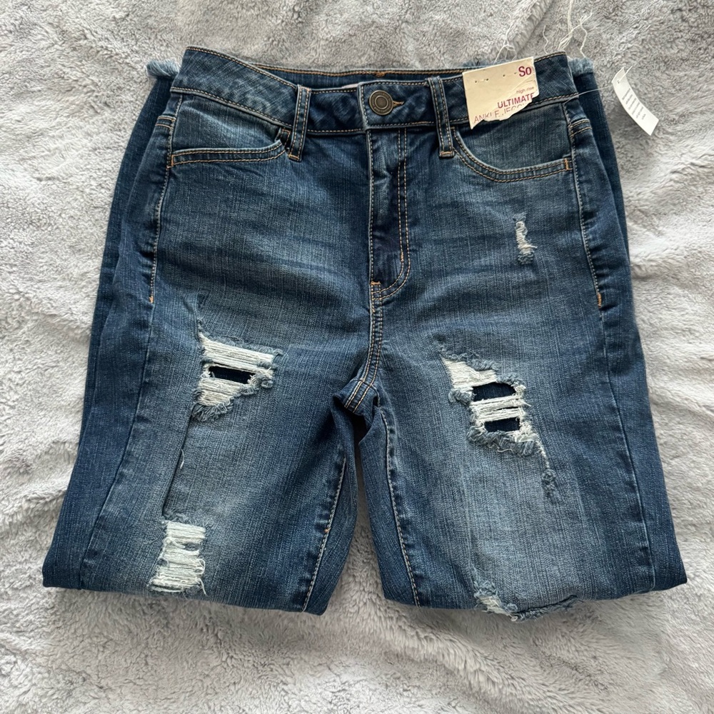 SO High Rise Ankle Jegging in Blue Denim